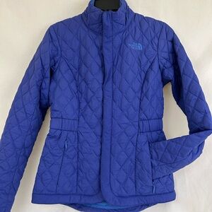 The North Face Blue Puffer Jacket with High Collar